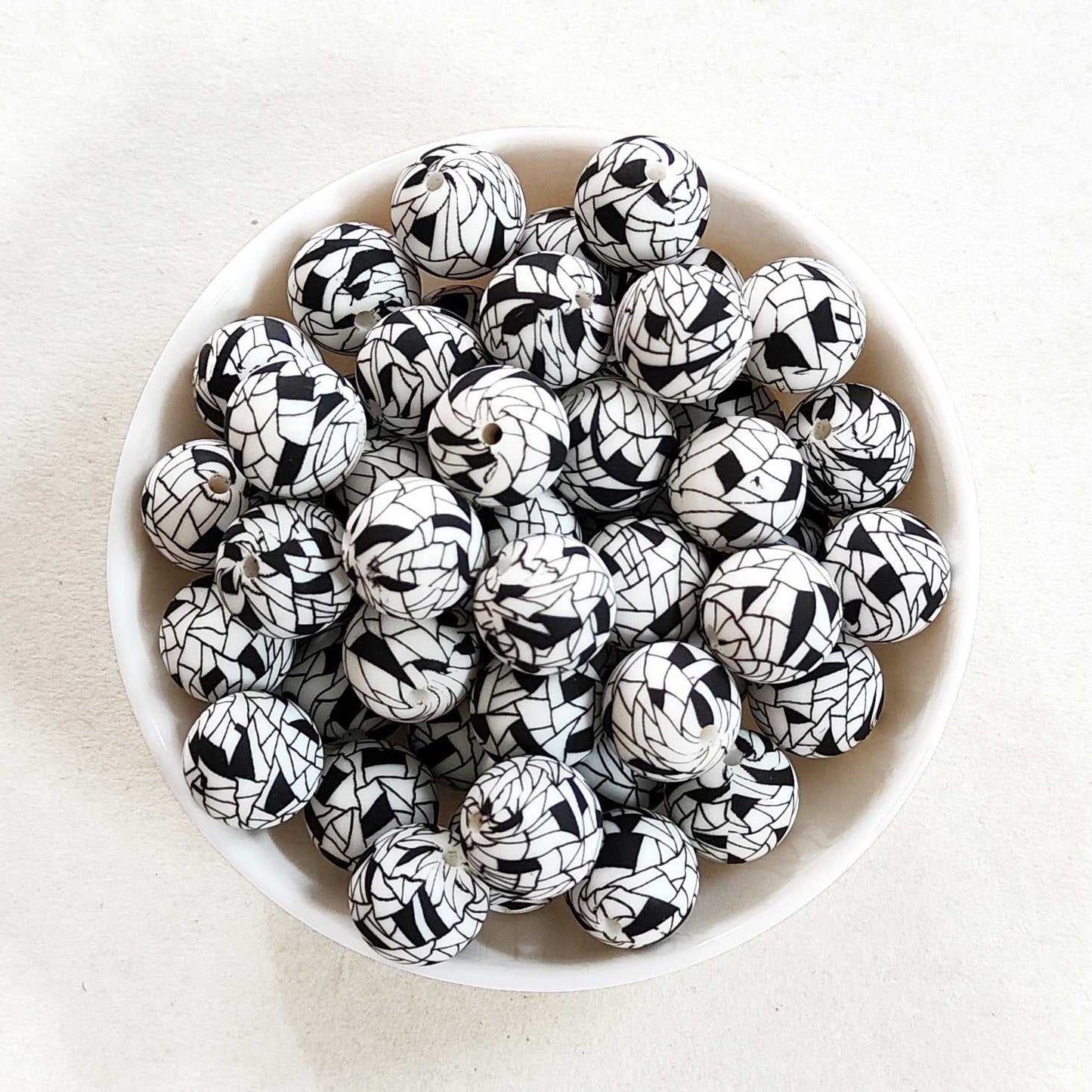 12/15mm Print Silicone Beads - Round - #23