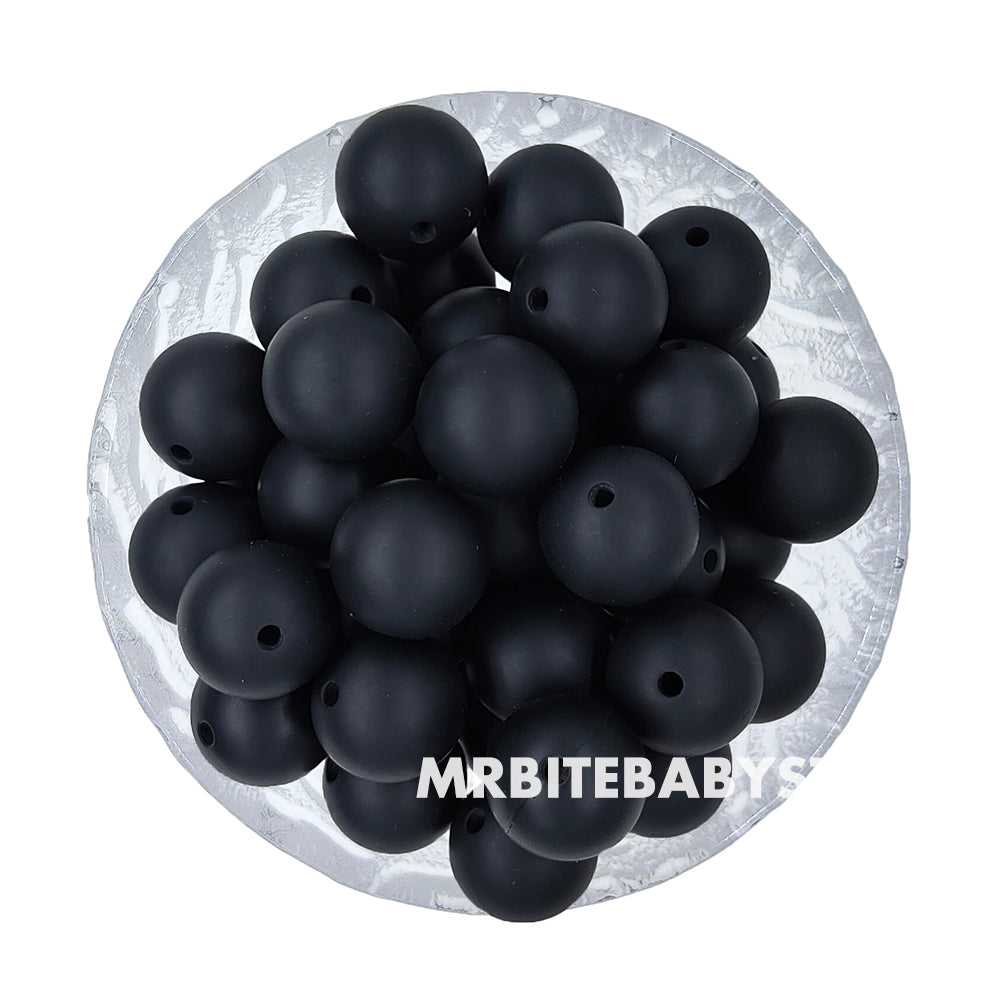 12/15mm - Black Silicone Beads - Round - #27