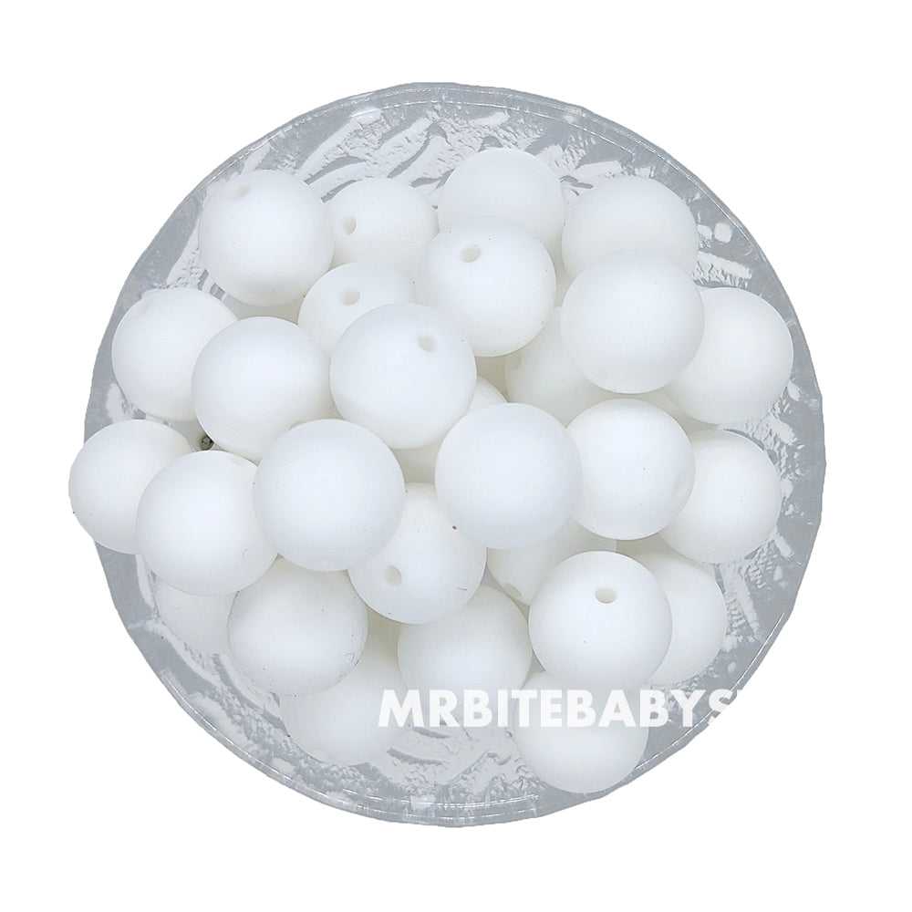 12/15mm - White Silicone Beads - Round - #29