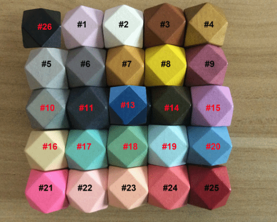 20MM Hexagon Painted Wooden Beads