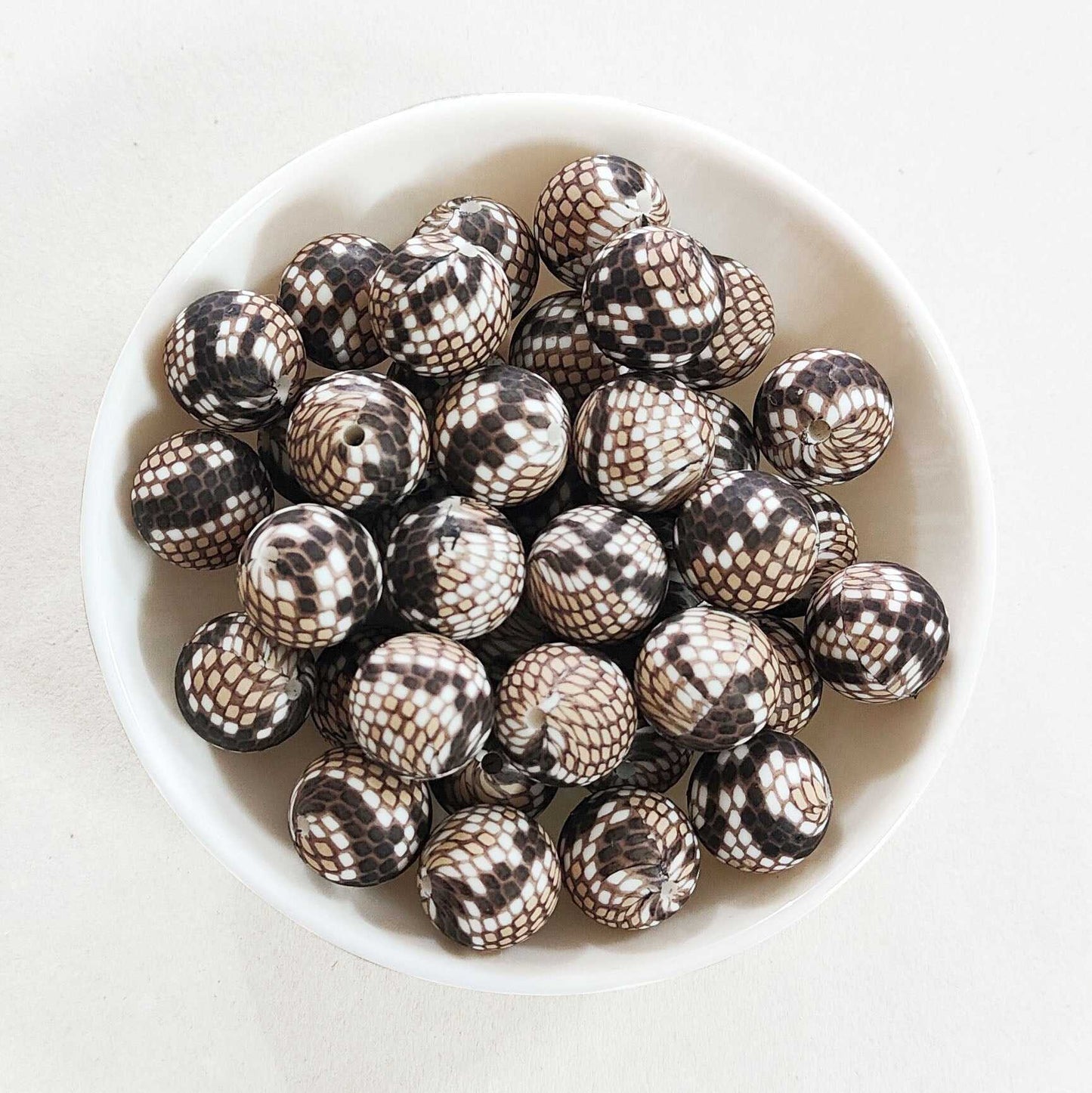 12/15mm Snakeskin Print Silicone Beads - Round - #31