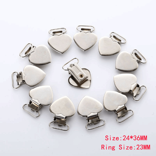 Love Heart Metal Pacifier Clips