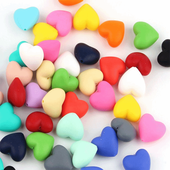 Silicone Heart Beads /Chunky Heart Silicone Beads /19*20mm