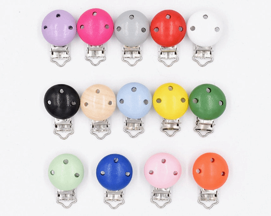 3 Holes Wooden Painted Pacifier Clip