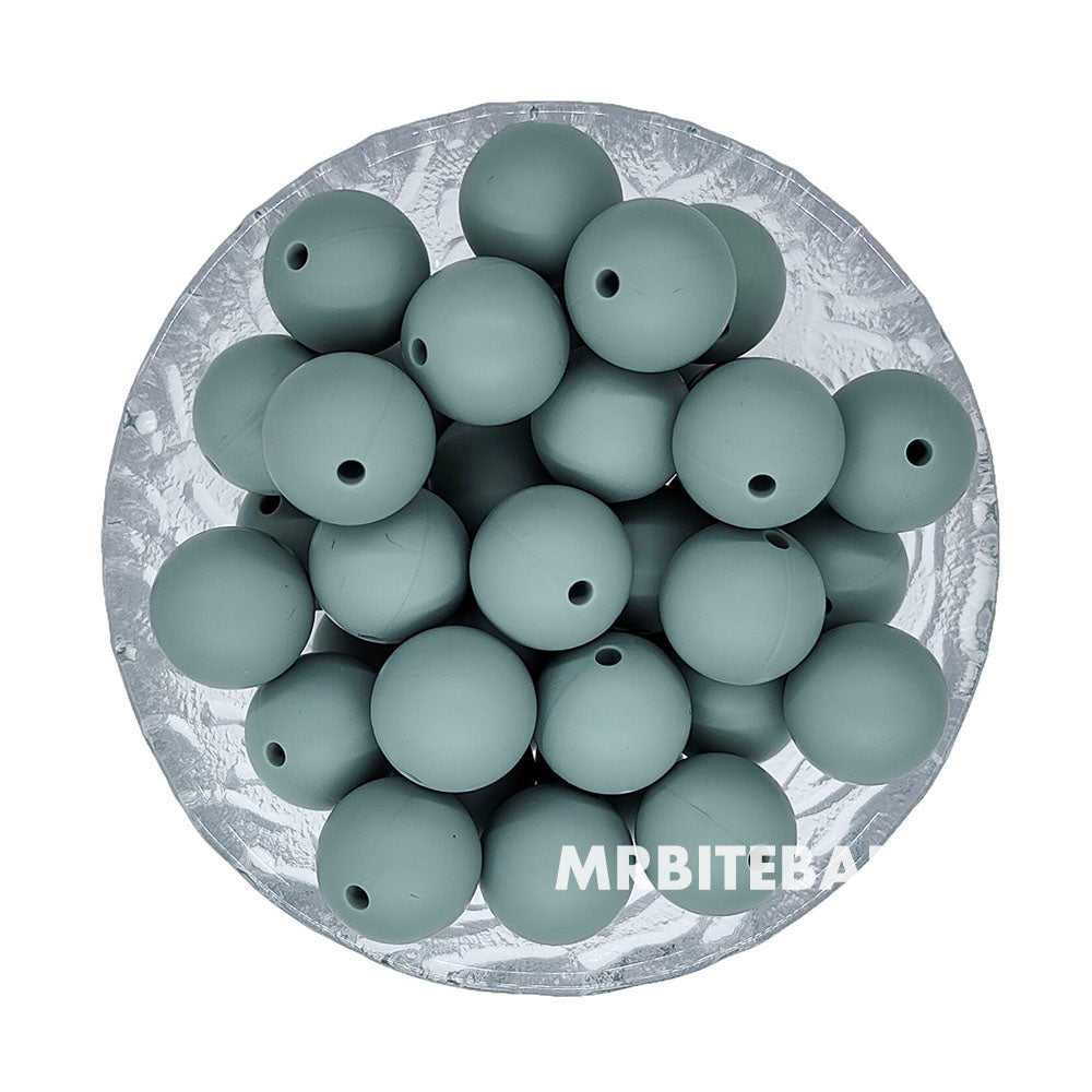 12/15mm - Dark Green Grey Silicone Beads - Round - #43