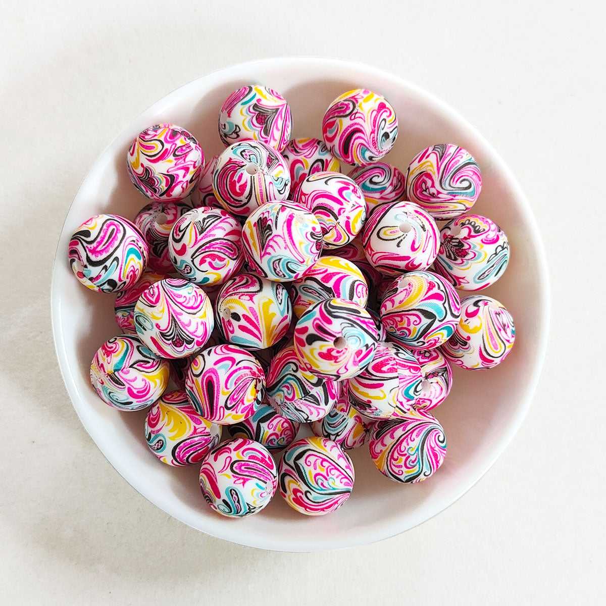 12/15mm Print Silicone Beads - Round - #47