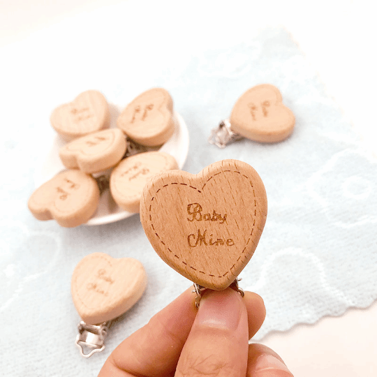 Heart Beech Pacifier Clips