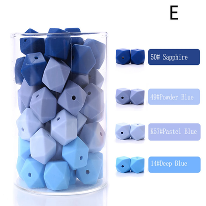 14/17mm Mix Colors Hexagon Silicone Beads
