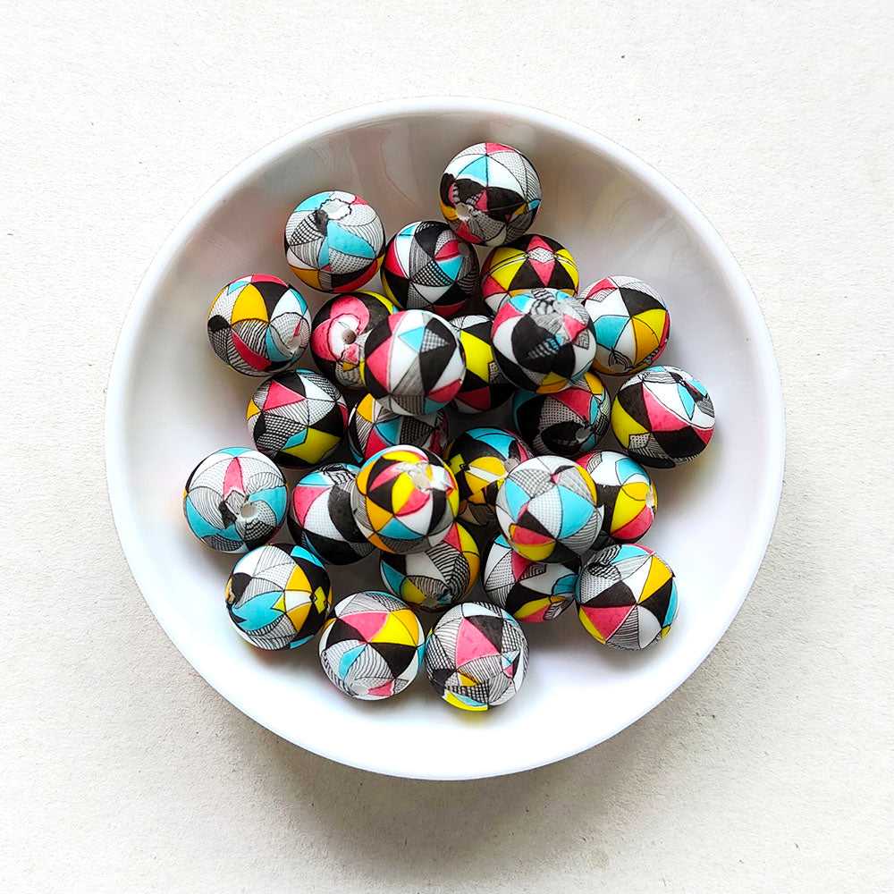 12/15mm Print Silicone Beads - Round - #50