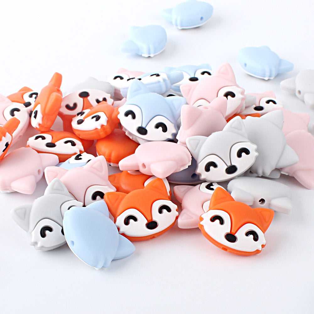 Silicone Fox Animal Beads 20*24MM