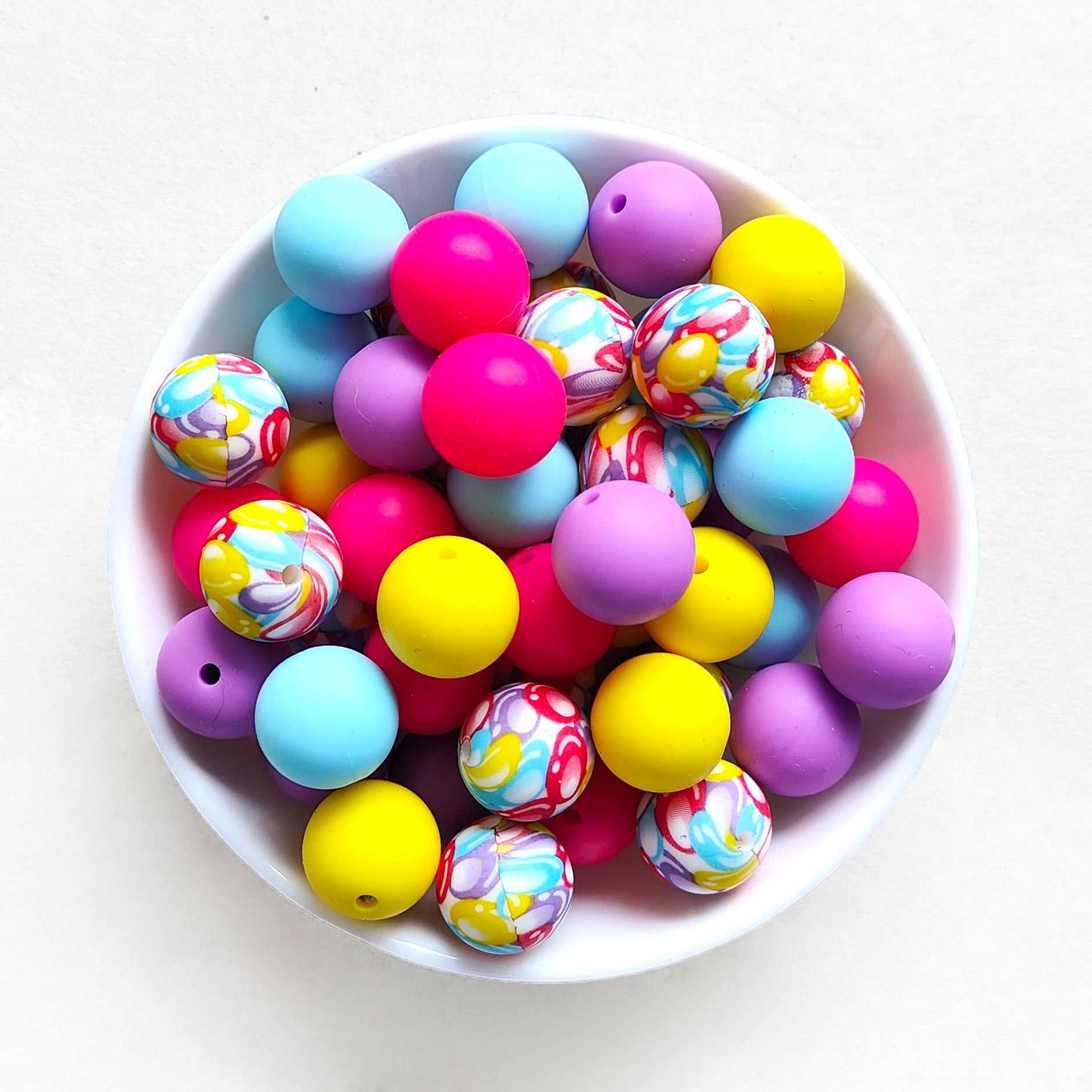12/15mm Mix 5 Colors Round Silicone Beads