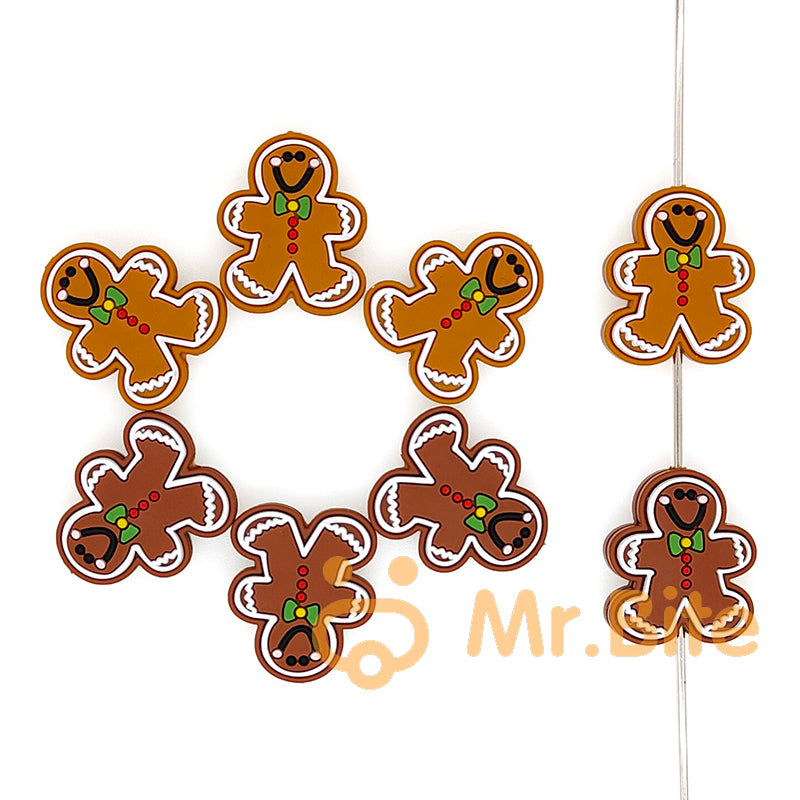 New Gingerbread Man Silicone Beads 24*28mm