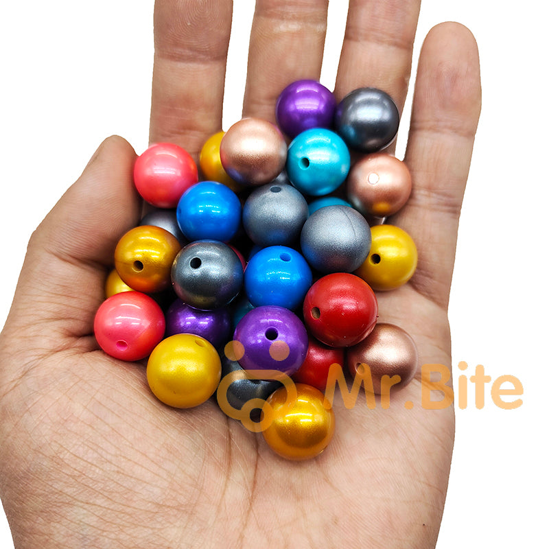 15mm Round Metallic Silicone Bead