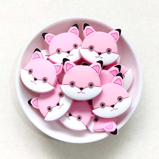 Pink - Cat Silicone Beads - 31mm