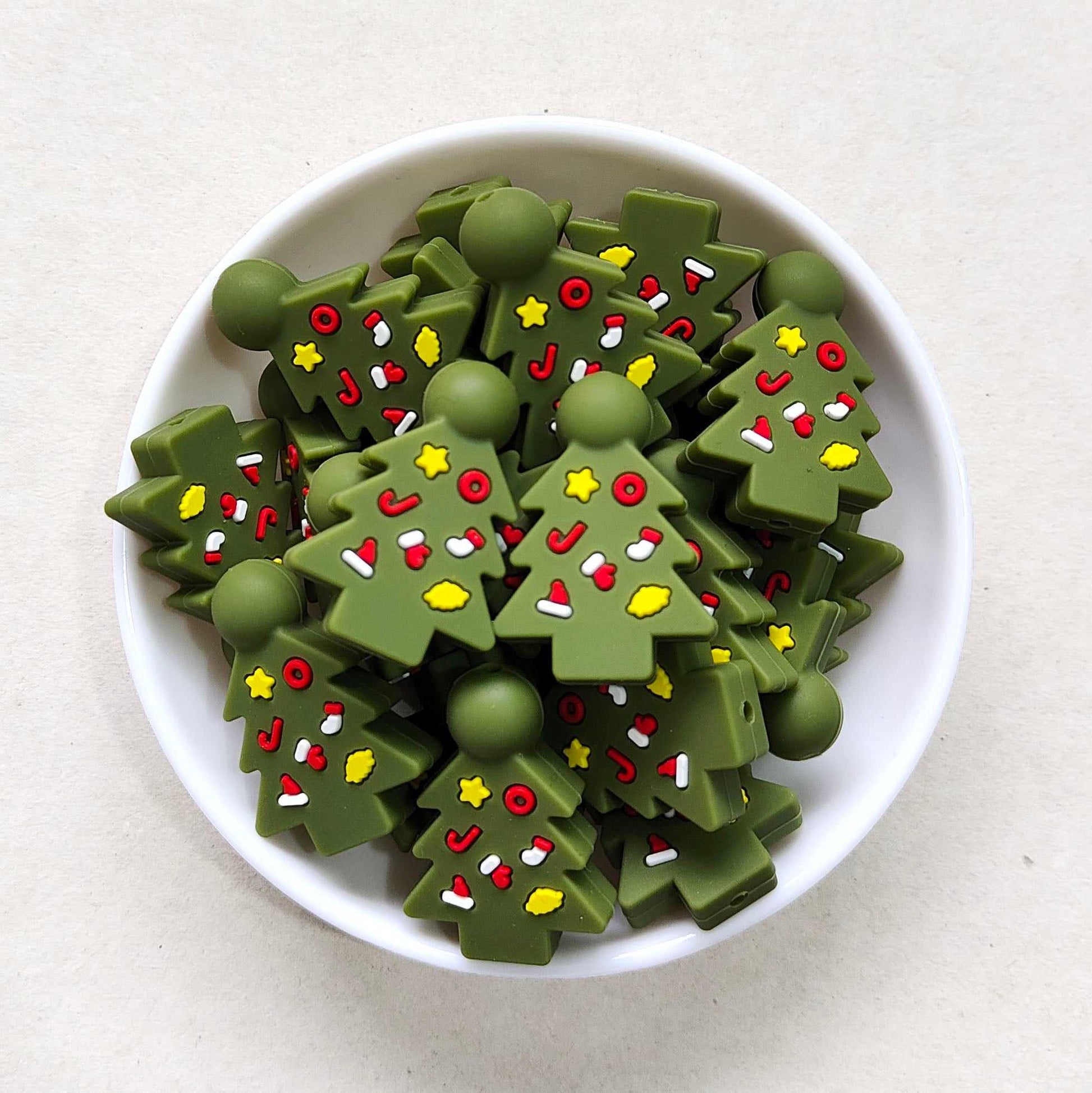 Christmas Trees Silicone Beads - 33*23*10mm