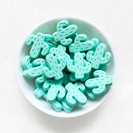Mint Green - Cactus Silicone Beads - 25*23mm