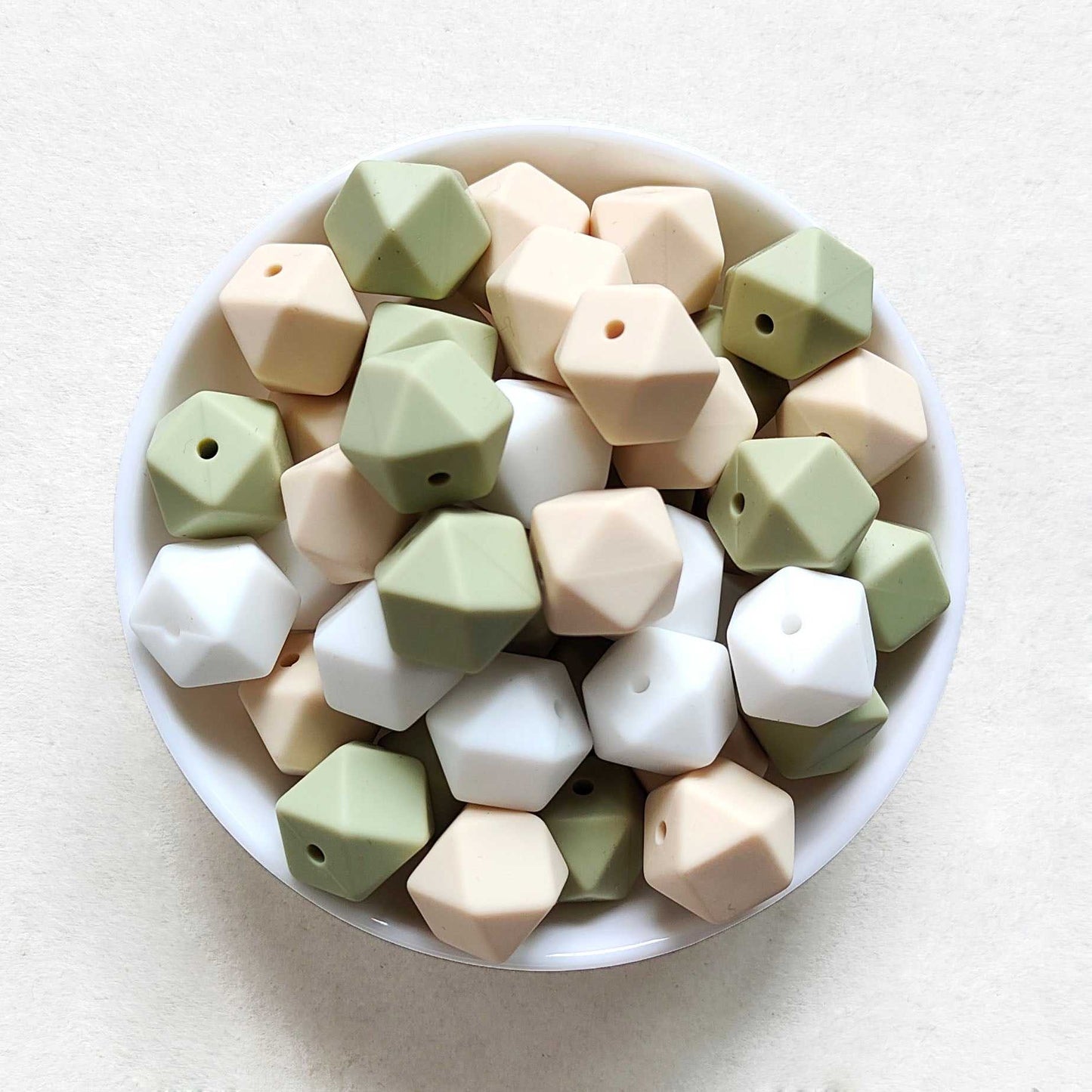 14mm Mix 3 Colors Hexagon Silicone Beads