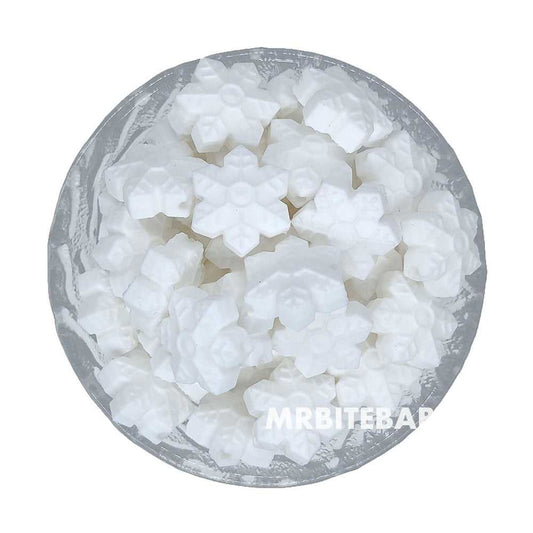 White Snowflake Silicone Beads - 19*17mm