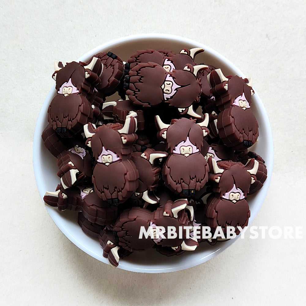 Chocolate - Yak/Cow Silicone Beads 19*30mm