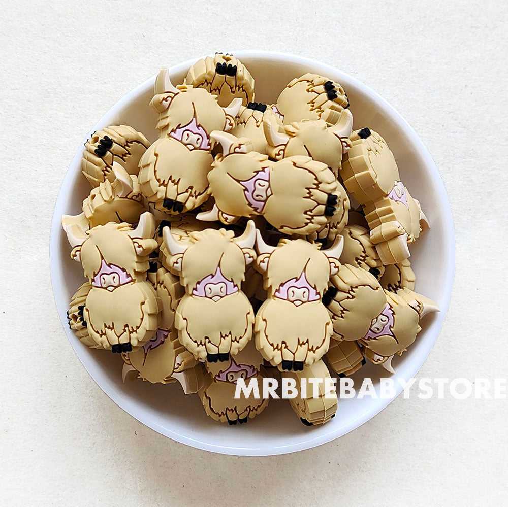 Light Yellow - Yak/Cow Silicone Beads 19*30mm