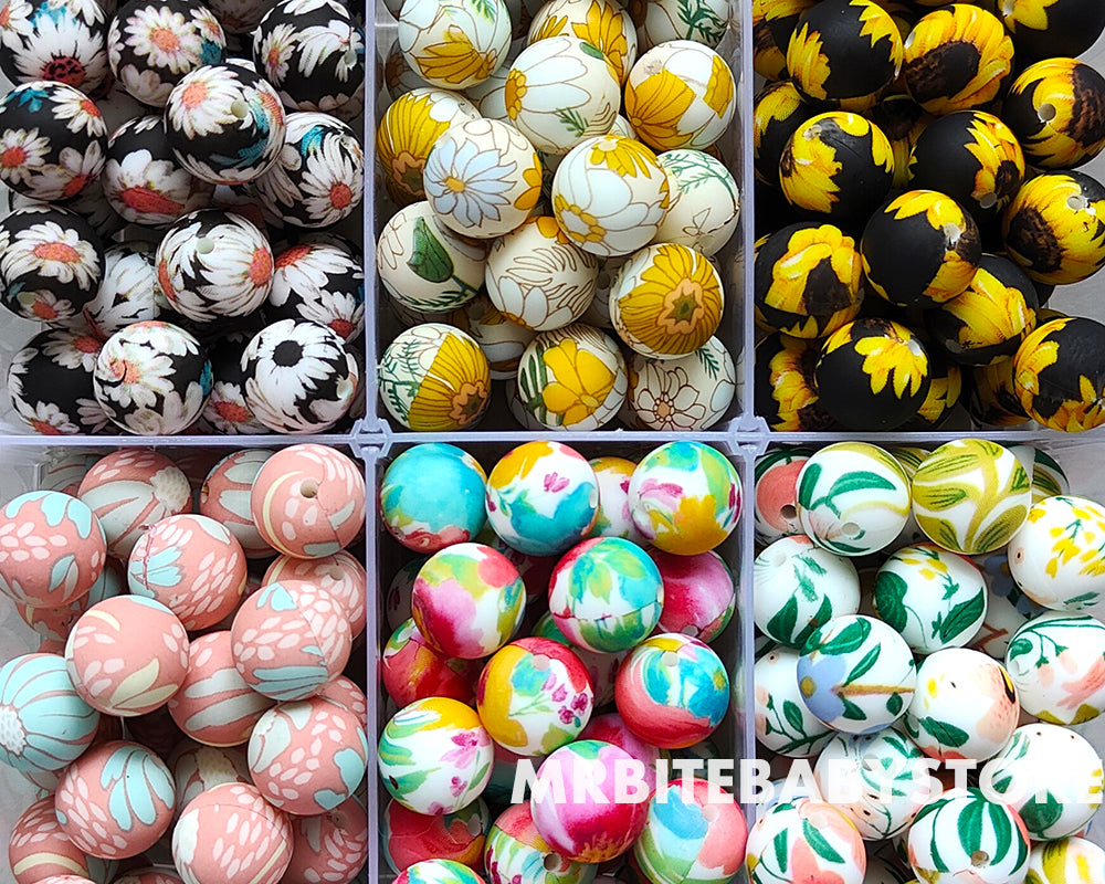 12/15mm Flower Silicone Beads - Round