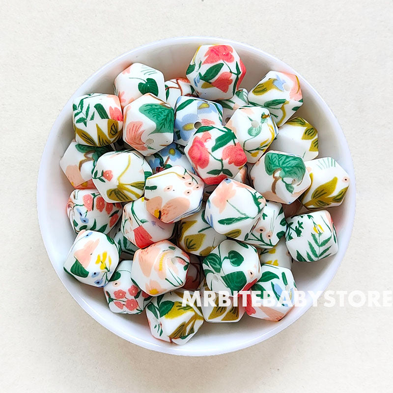 14mm Flower Silicone Beads - Hexagon - #117
