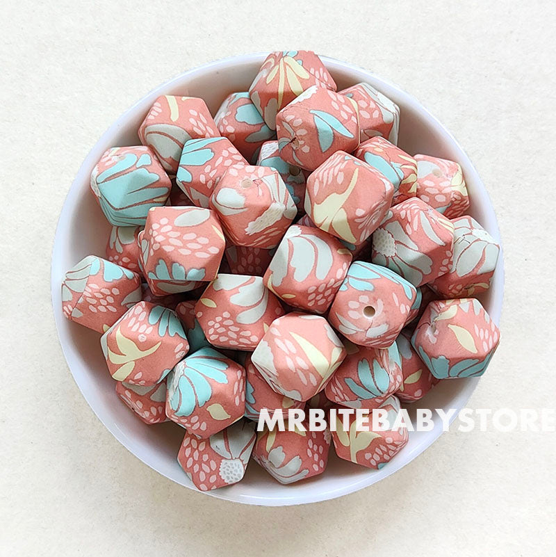 14mm Autumn Silicone Beads - Hexagon - #71