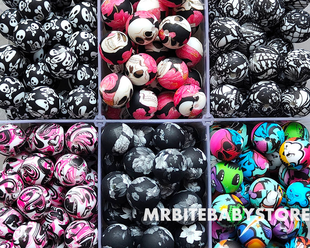 15mm Halloween Round Silicone Beads