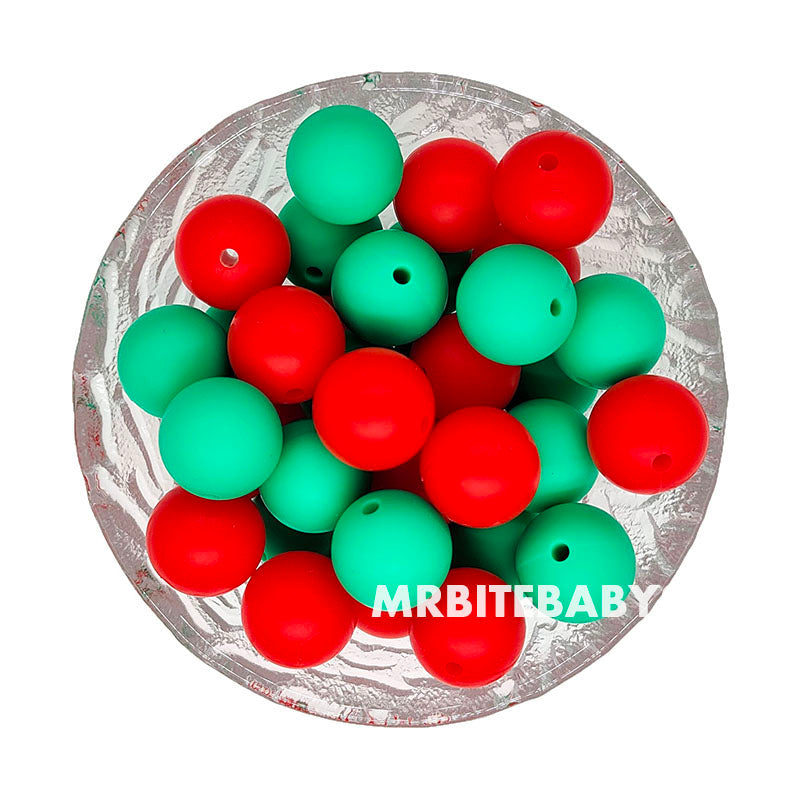 12/15mm Christmas Mix 2 Colors Round Silicone Beads