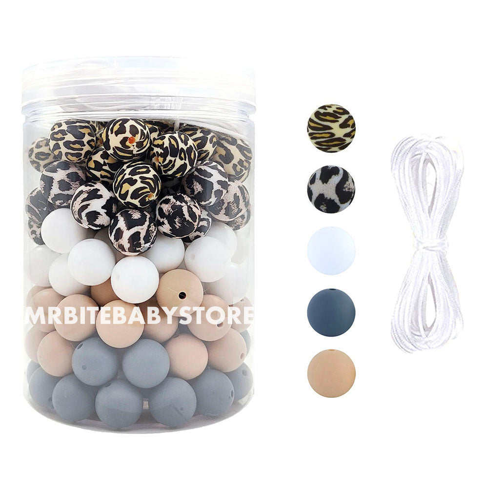 160Pcs Assorted Leopard Silicone Beads