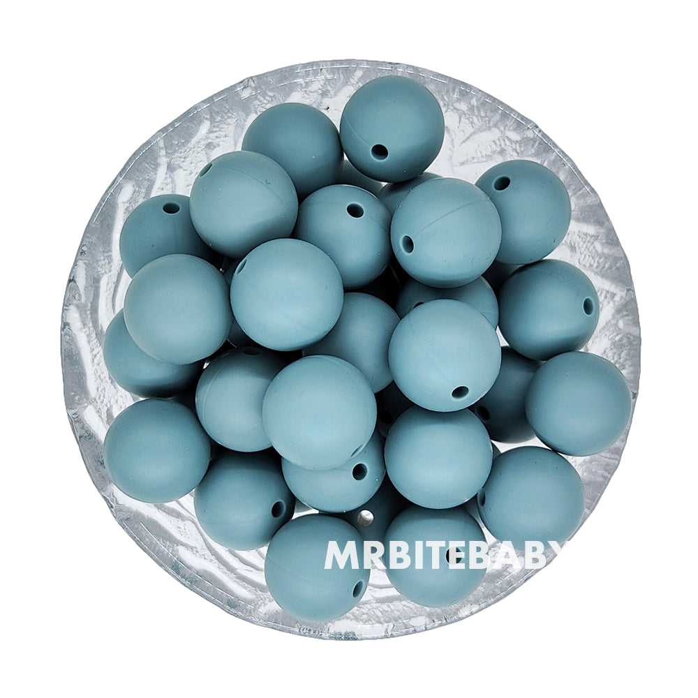 15mm - Bluish Grey Silicone Beads - Round