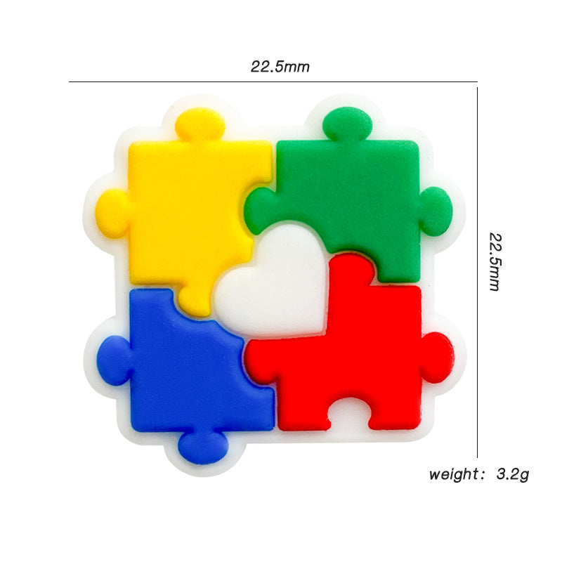 Autism Awareness Focal Beads Puzzle Silicone Beads 22.5mm