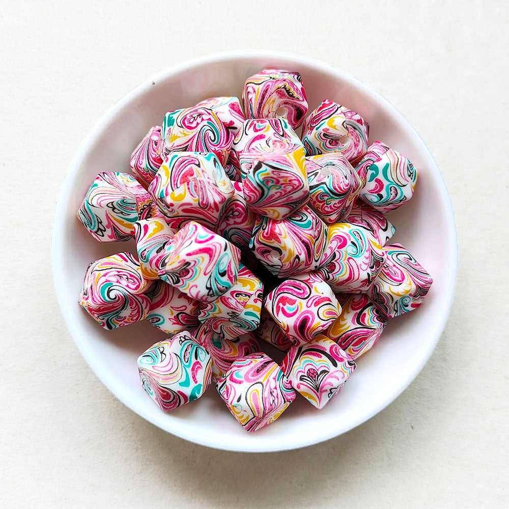 14mm Flamboyant Silicone Beads - Hexagon - #47