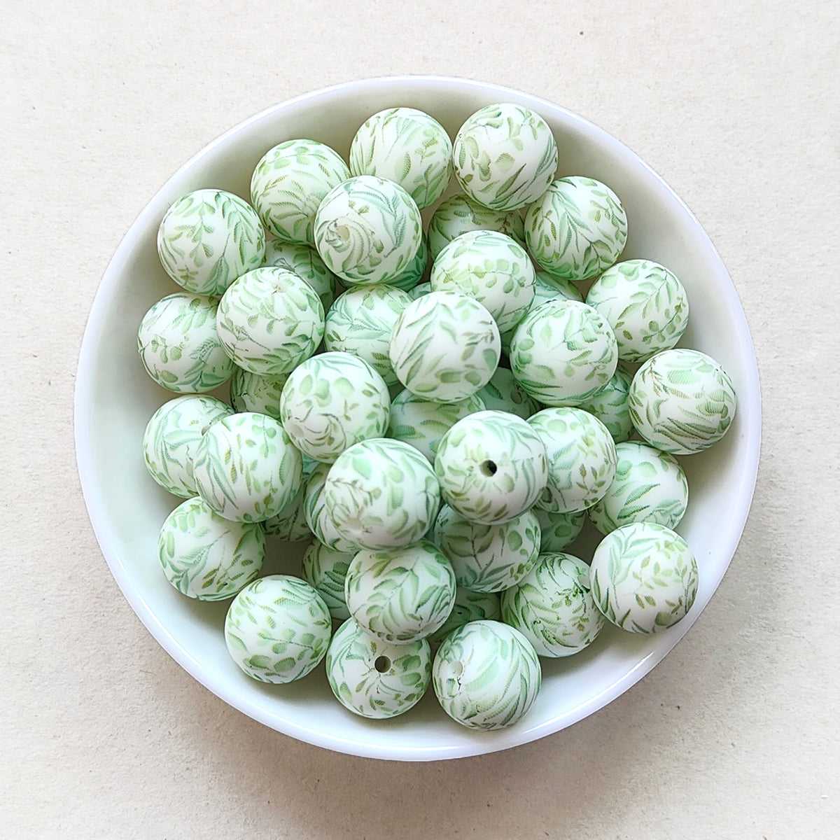 15mm Eucalyptus Silicone Beads - Round
