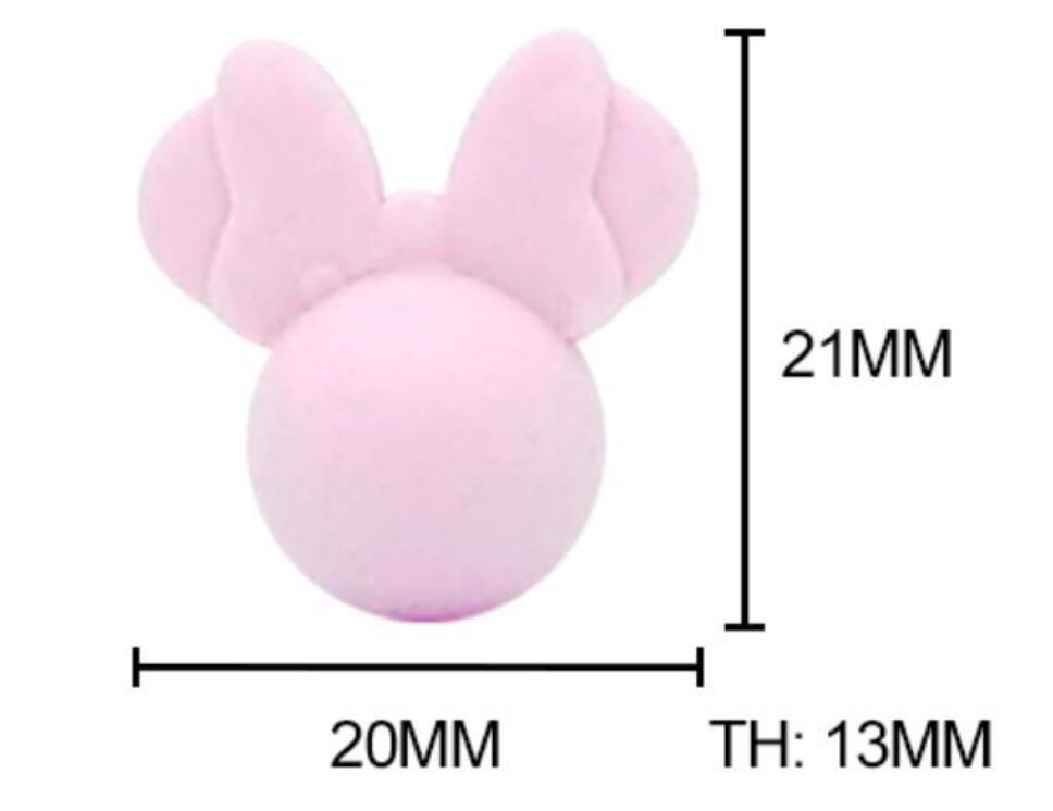 Bowknot Mouse Head Silicone Beads - 21*20mm