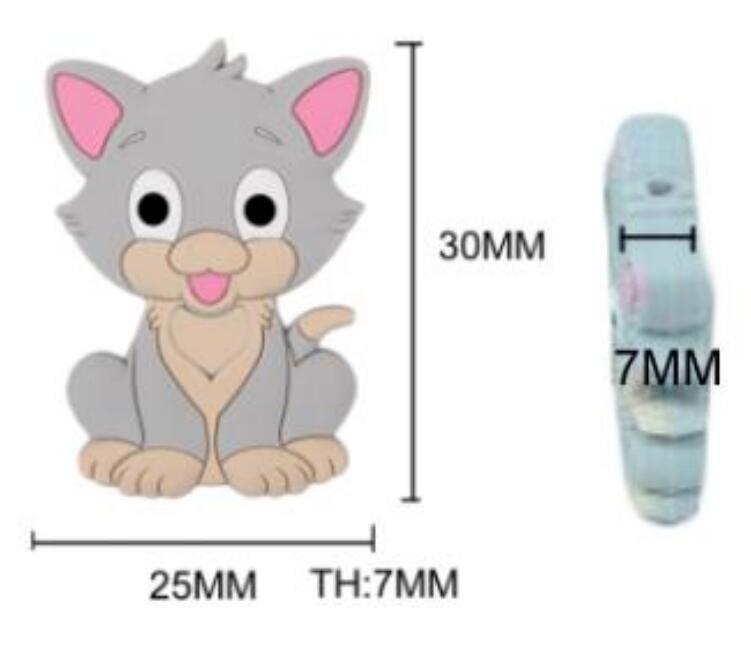 Cat Silicone Beads - 29.5*22mm