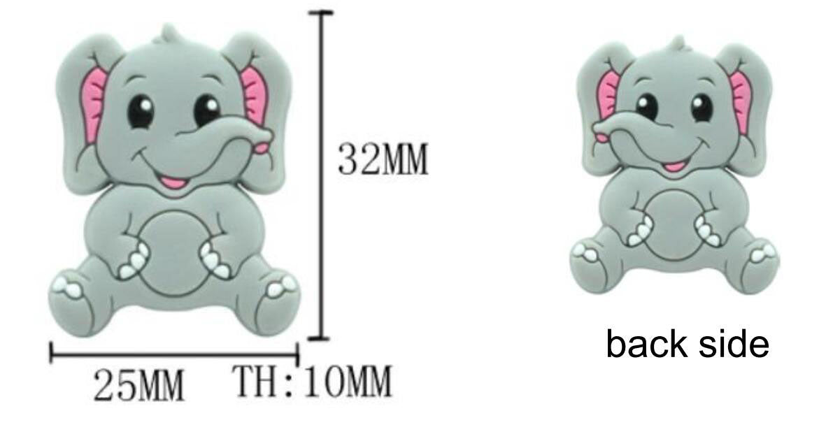 Elephant Silicone Beads - 32*25mm