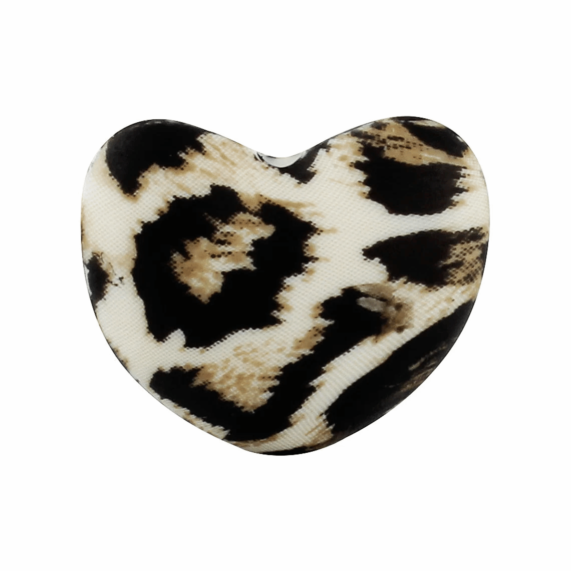 Love Heart - Leopard Silicone Beads - 18*21*11mm