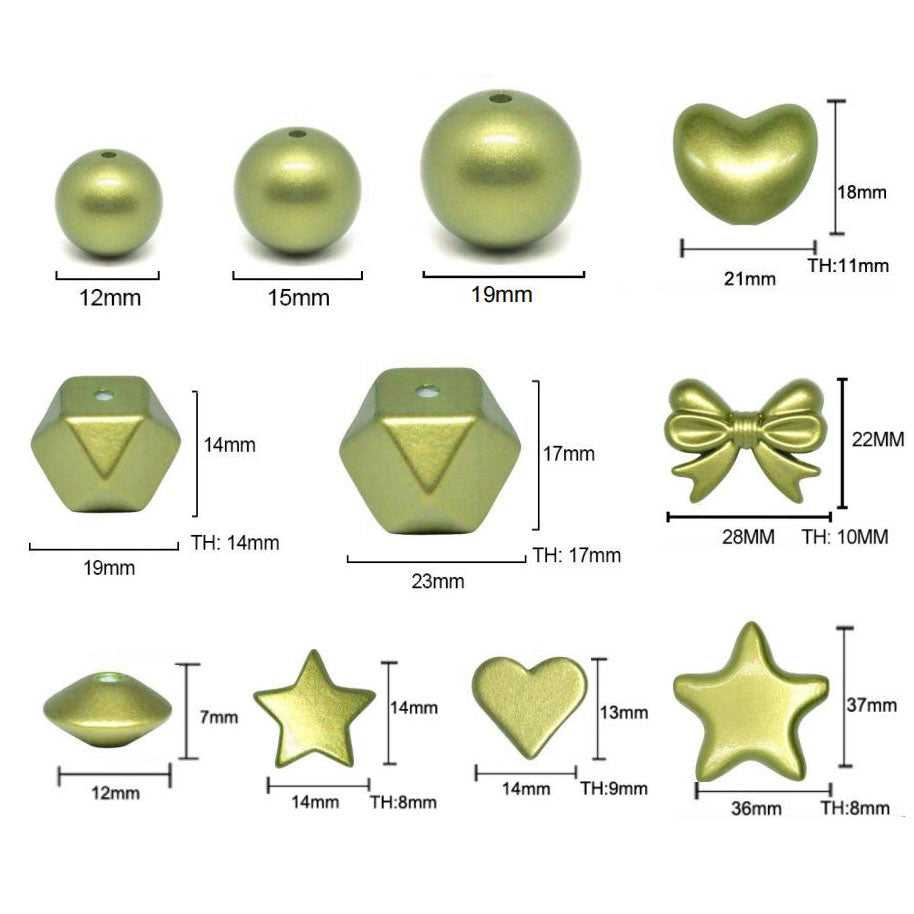 Metallic Gold Silicone Beads - Star/Lentil/Round/Hexagon/Heart