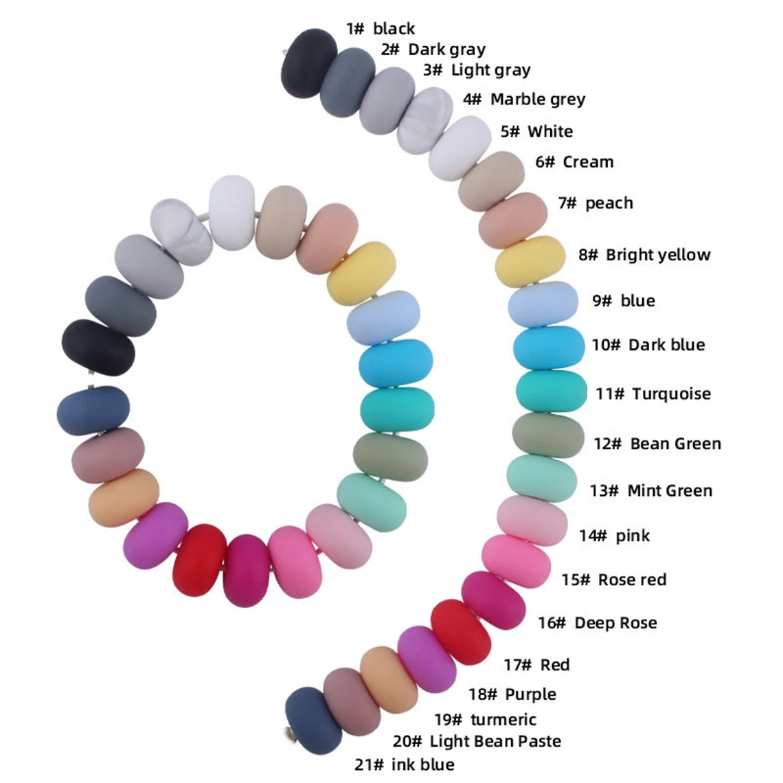 Solid Color #14 - 15mm Silicone Beads - 10 Pack