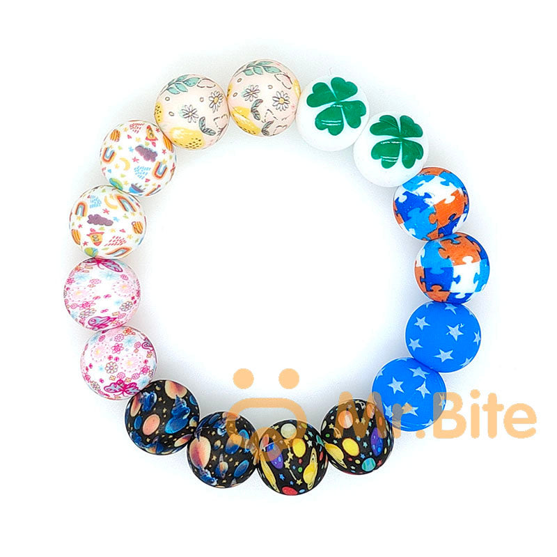 15mm Print Round Silicone Beads – MrBiteBabyStore