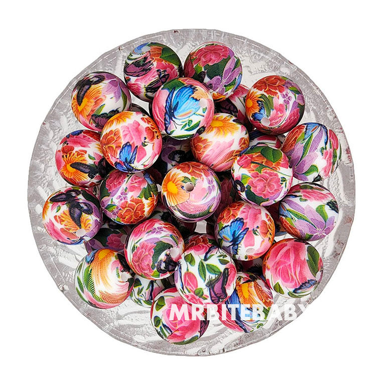 15mm Spring Butterfly Silicone Beads - Round