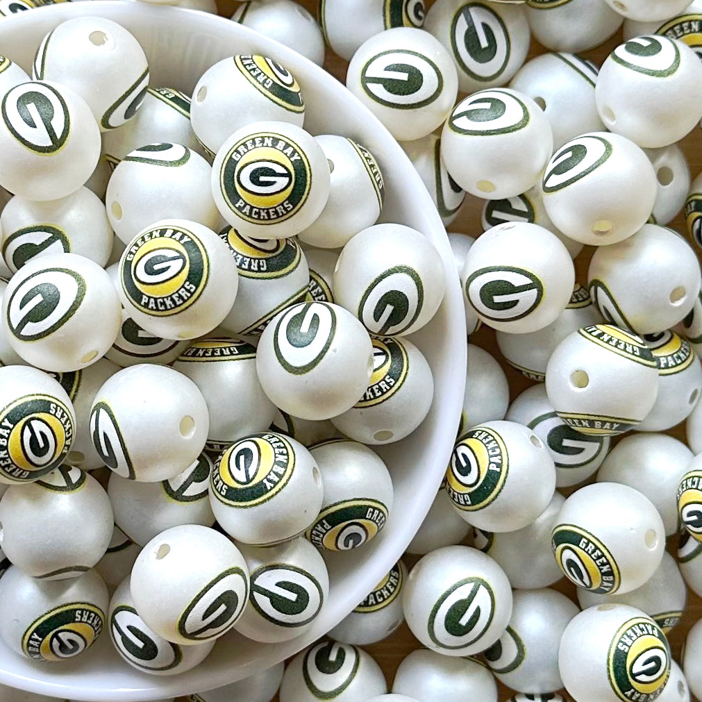 16mm Football Team Acrylic Beads,Frosted Pearl Gumball Beads