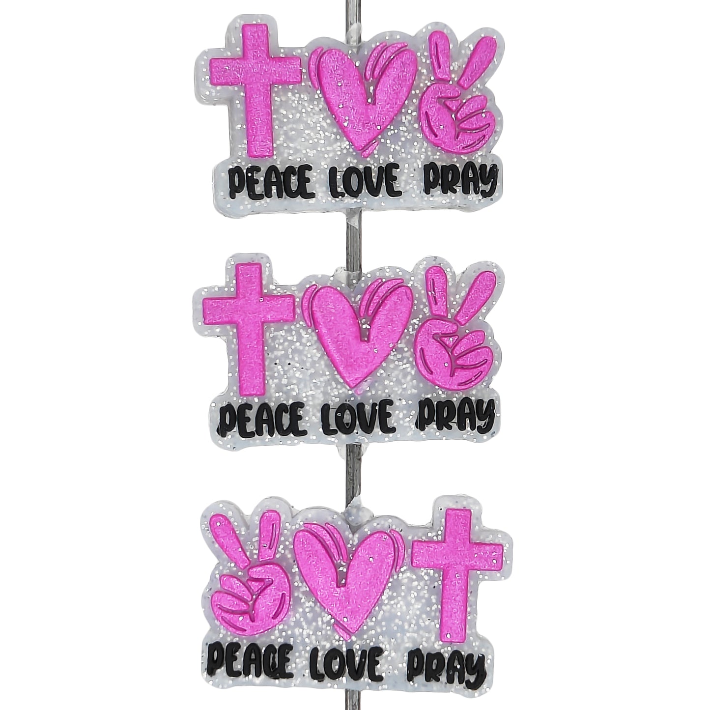 Peace Love Pray Glitter Focal