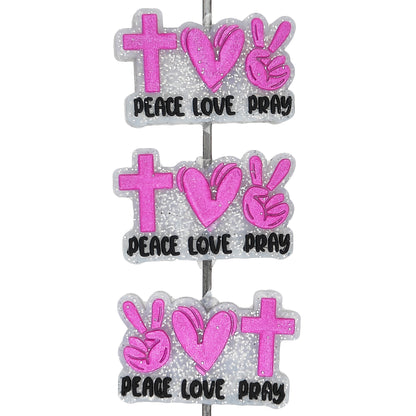 Peace Love Pray Glitter Focal