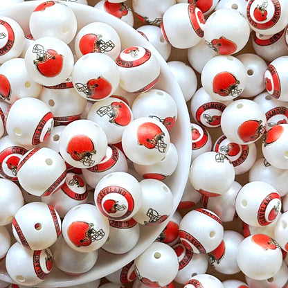 16mm Football Team Acrylic Beads,Frosted Pearl Gumball Beads