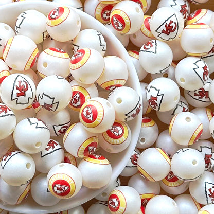 16mm Football Team Acrylic Beads,Frosted Pearl Gumball Beads