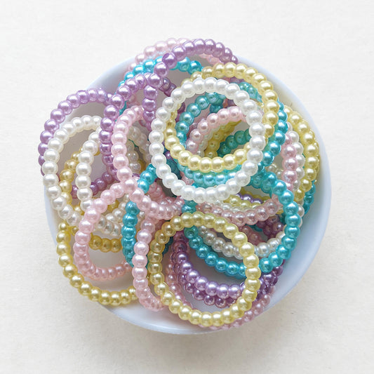 38mm Faux Pearl Round Loop Beads with 2 Hole, Acrylic Circle Loop