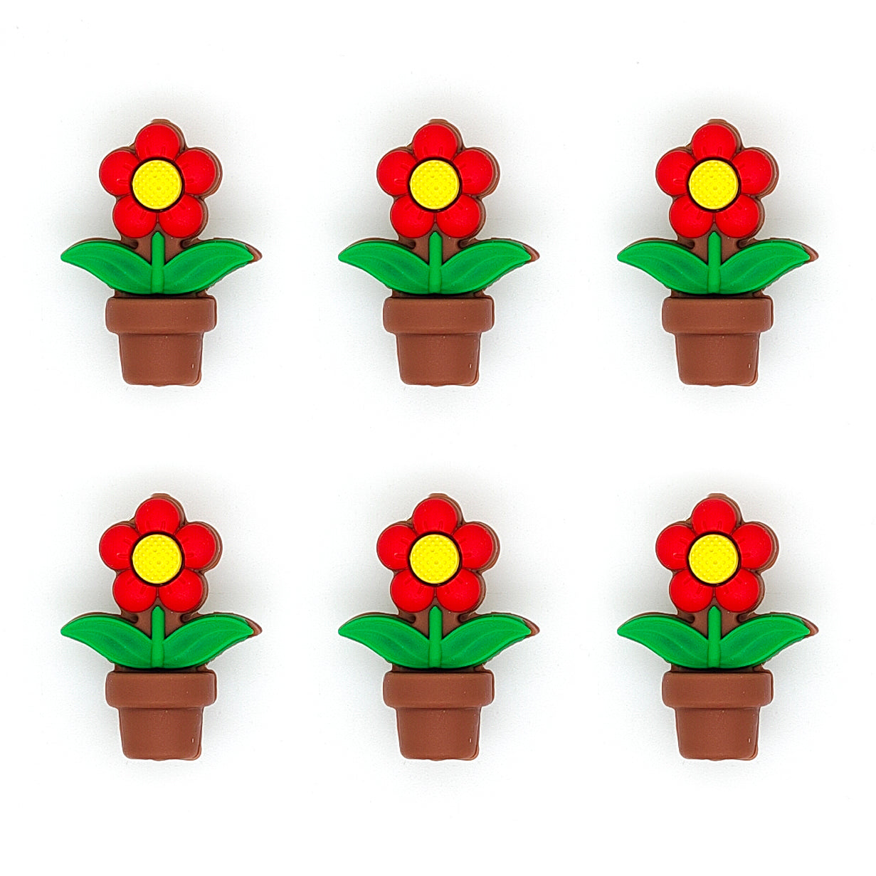 3D Potted Red Flower Focal