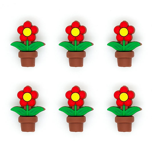 3D Potted Red Flower Focal